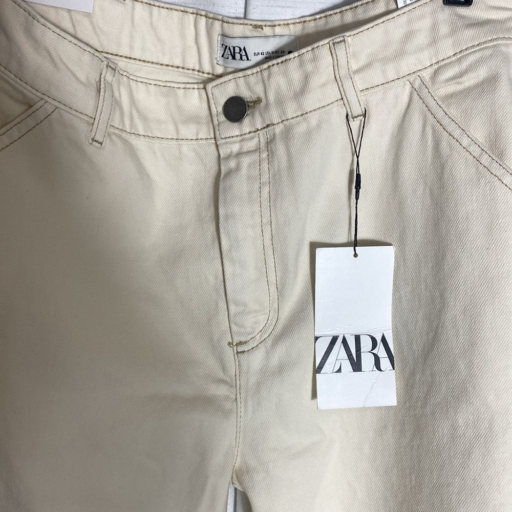 Zara Slim Fit/Flared Leg/High Waist Denim Size 42 USA 10 - Picture 4 of 12